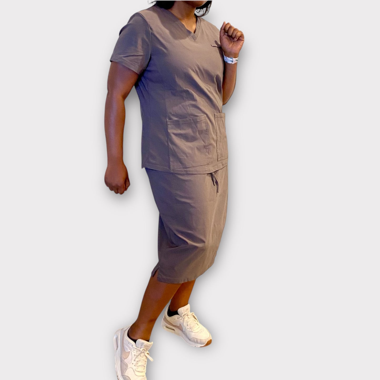 Gray ModestiFit Scrub Top