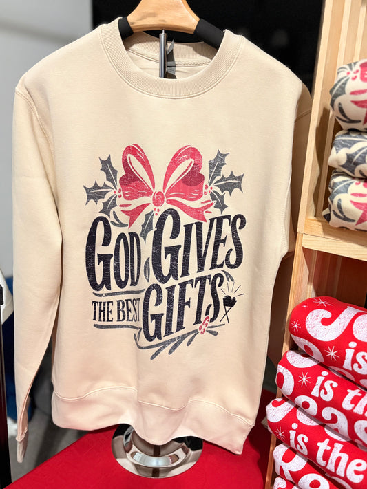âGod Gives the Best Giftsâ Christian Christmas Crewneck