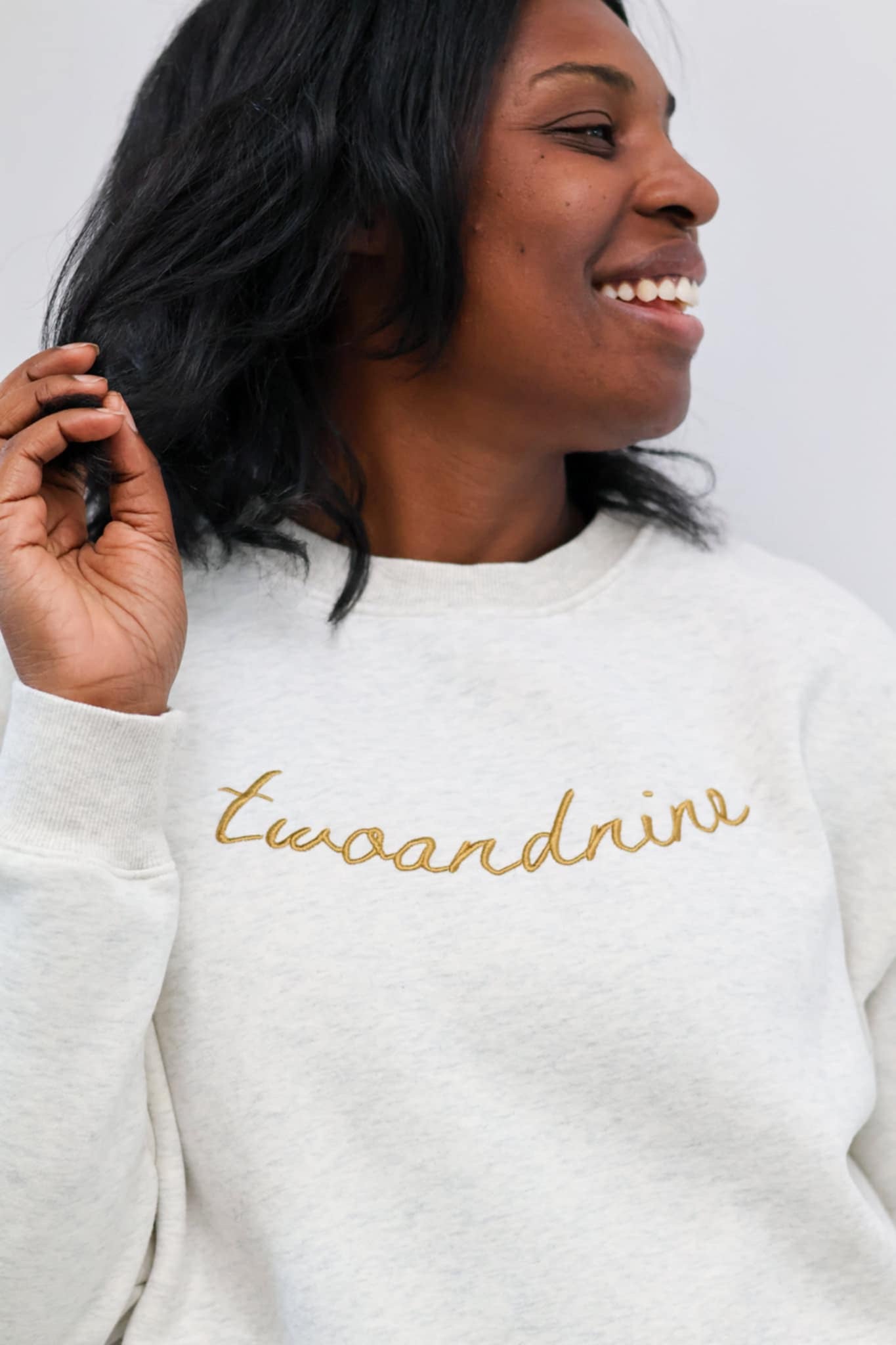 Two & Nine | Modest Cozy Sweatshirt & Skirt Set | Cream Fleece Lounge Set for Women