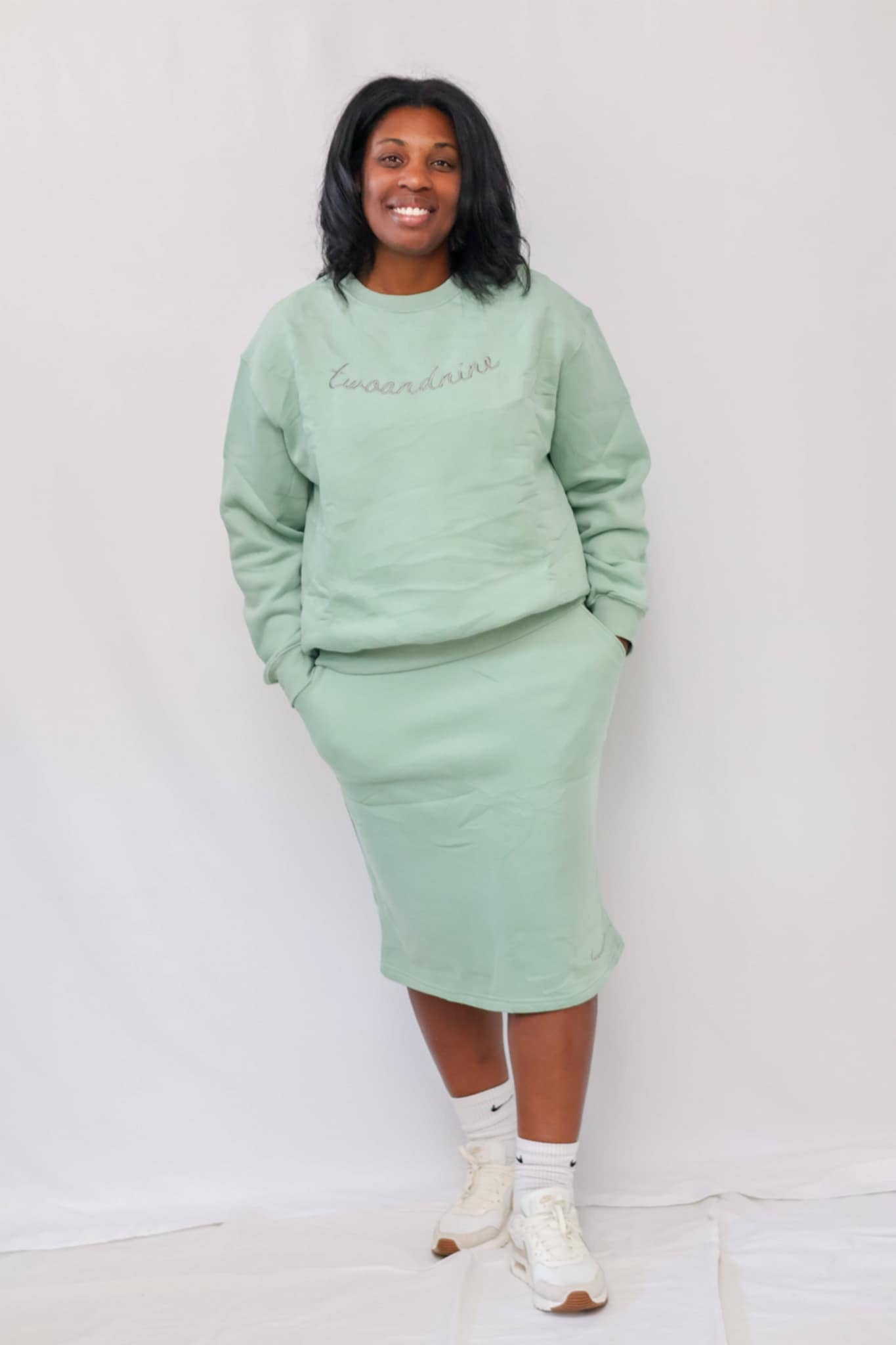 Sage Signature Sweatshirt & Skirt Matching Set