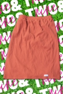 Rust Waffle Print Straight Skirt