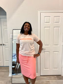 Two & Nine | Modest Athletic Skirt with Built-In Shorts | Blush Breeze, 24” Length, Drawstring Waist