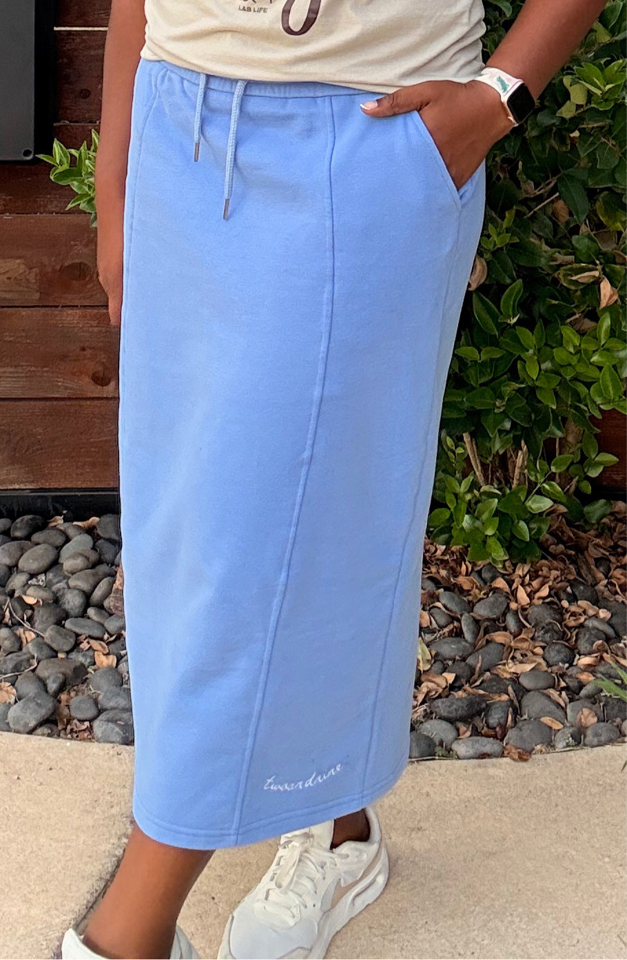 Cloud Nine Sweatshirt Skirt – (Light Gray & Light Blue)