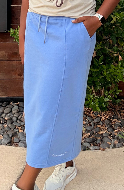 Cloud Nine Sweatshirt Skirt – (Light Gray & Light Blue)