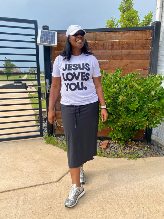“Jesus Loves You” Graphic Faith Tee – White