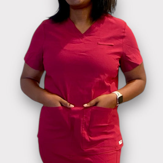 Burgundy ModestiFit Scrub Top