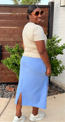 Last Chance- (Runs Small) Cloud Nine Sweatshirt Skirt – (Light Gray & Light Blue)