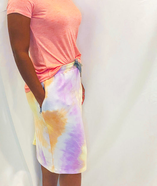 Tie Dye French Terry Straight Skirt