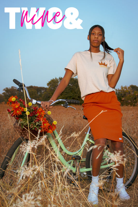 Rust Waffle Print Straight Skirt