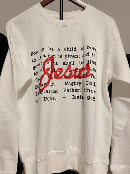 Isaiah 9:6 “Jesus” Scripture Crewneck Sweatshirt