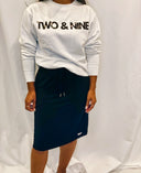 Two & Nine | Modest Athletic Skirt with Built-In Shorts | 24” Length, Drawstring Waist, Zipper Pockets | Black