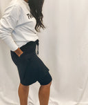 Two & Nine | Modest Athletic Skirt with Built-In Shorts | 24” Length, Drawstring Waist, Zipper Pockets | Black