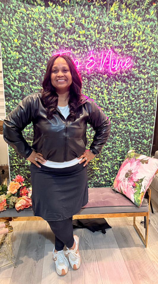 Two & Nine Luxe Faux Leather Zip Jacket