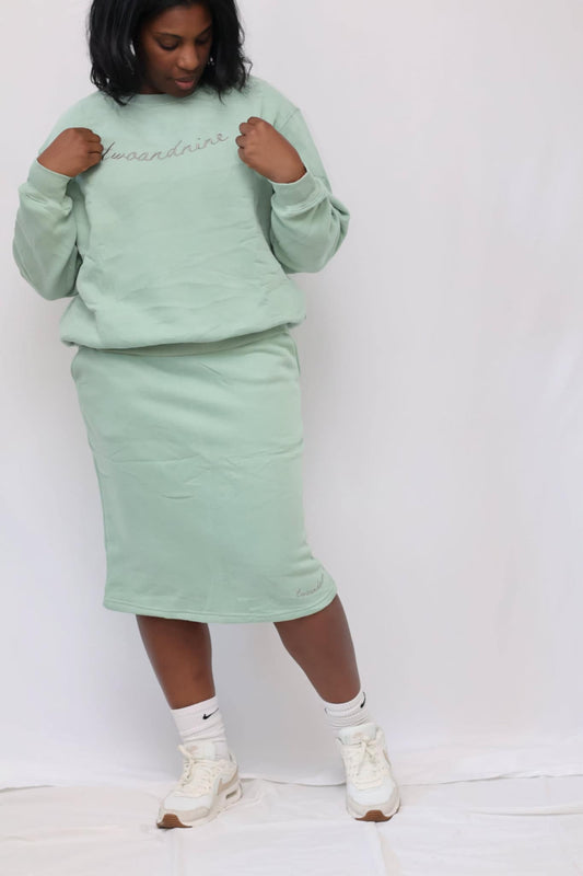 Sage Signature Sweatshirt & Skirt Matching Set
