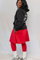 Red Ankle Semi-Flare Skirted Leggings (Built-In) – Final Run