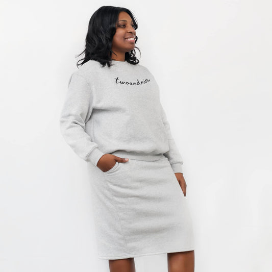 Gray Signature Sweatshirt & Skirt Matching Set