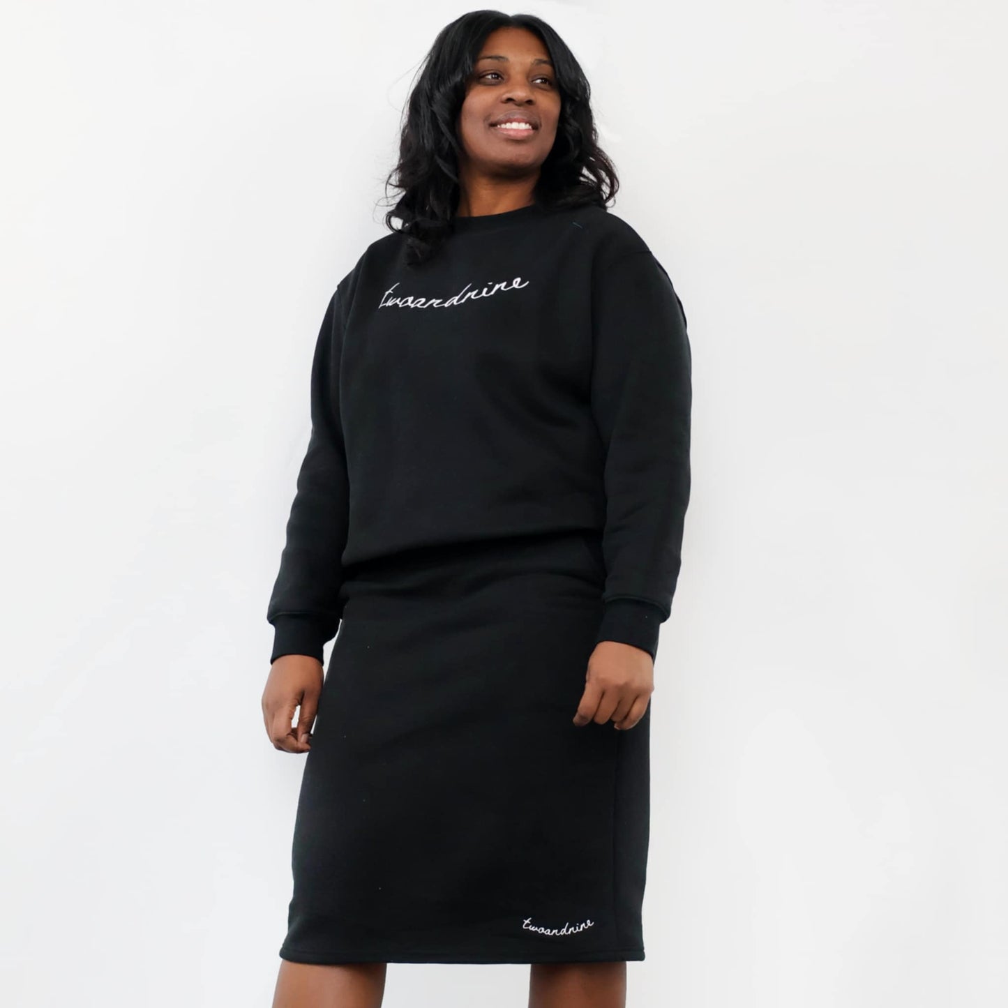 Black Signature Sweatshirt & Skirt Matching Set