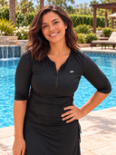 Shoreline Quarter-Zip Swim Top | 3/4 Sleeves