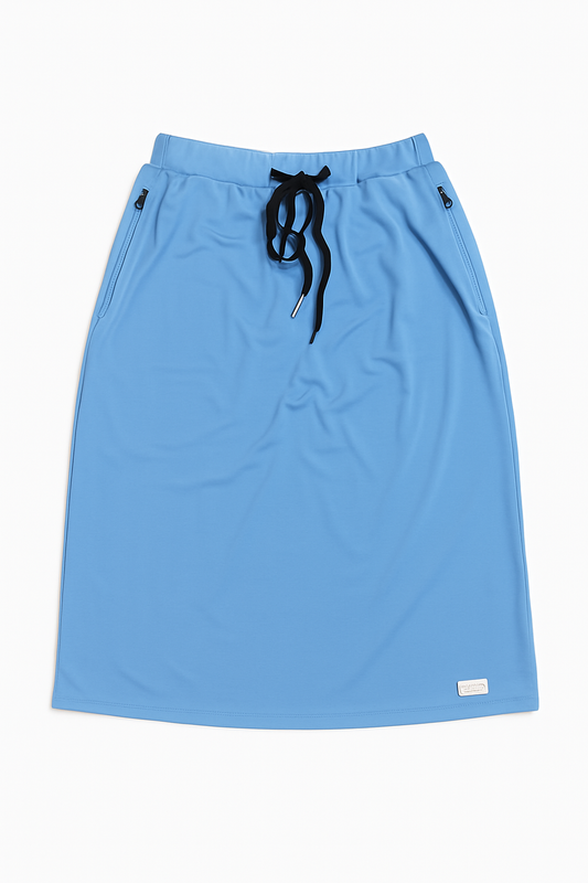 Women’s Modest Athletic Skirt with Pockets – Light Blue Performance Active Skirt with Drawstring | Two & Nine