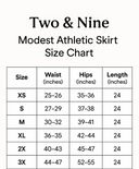Two & Nine | Modest Athletic Skirt with Built-In Shorts | Blush Breeze, 24” Length, Drawstring Waist