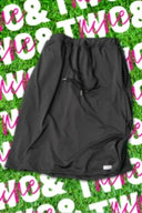 Two & Nine | Modest Athletic Skirt with Built-In Shorts | 24” Length, Drawstring Waist, Zipper Pockets | Black